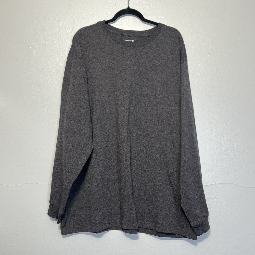 Carhart Shirt Mens 2XL gray Loose Fit Long‎ Sleeve Spell Out  work wear